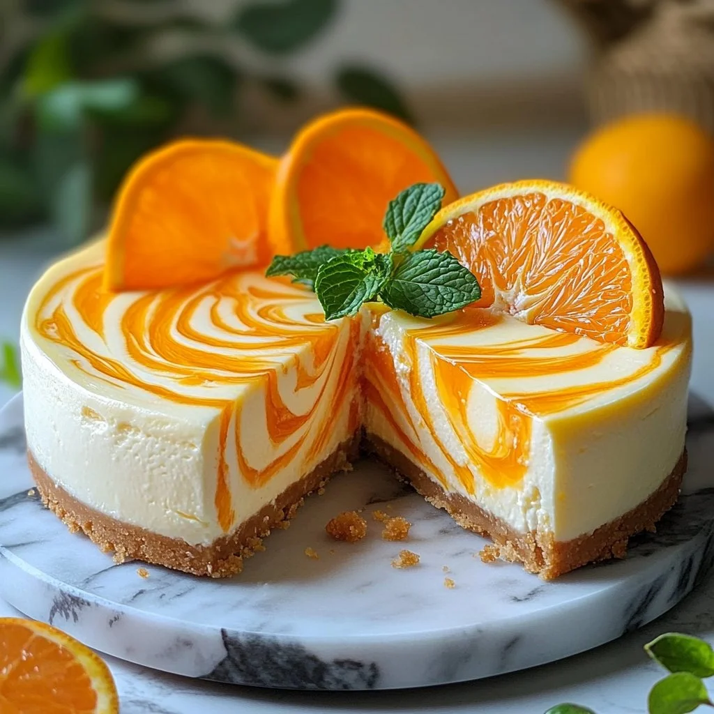 Pineapple Orange Swirl Cheesecake