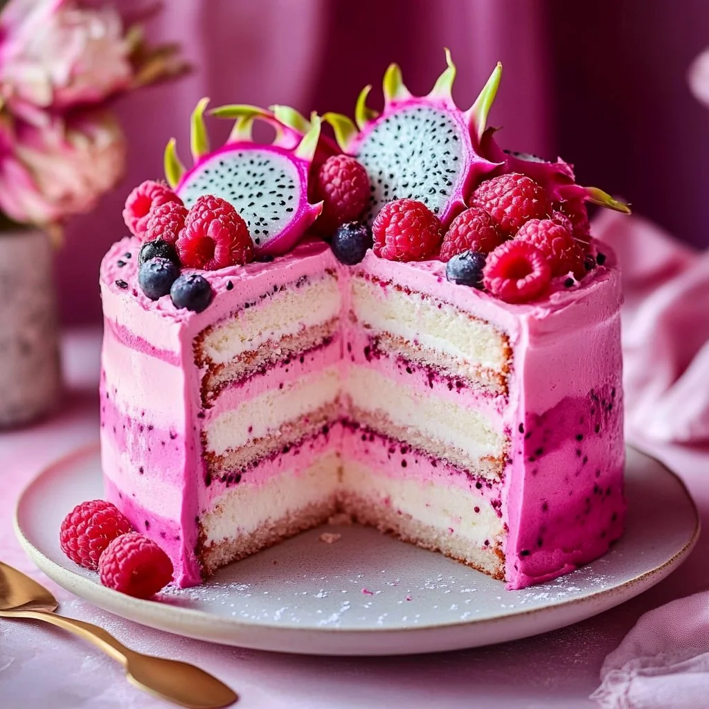 Pink Dragon Fruit Layer Cake