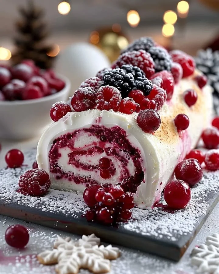 Red Fruit Ice Cream Log