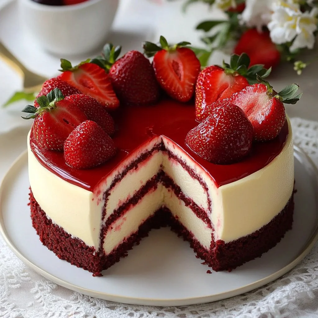 Red Velvet Strawberry Cheesecake