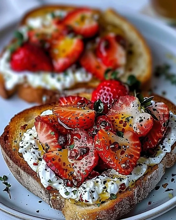 Roasted Strawberry Whipped Ricotta Toast
