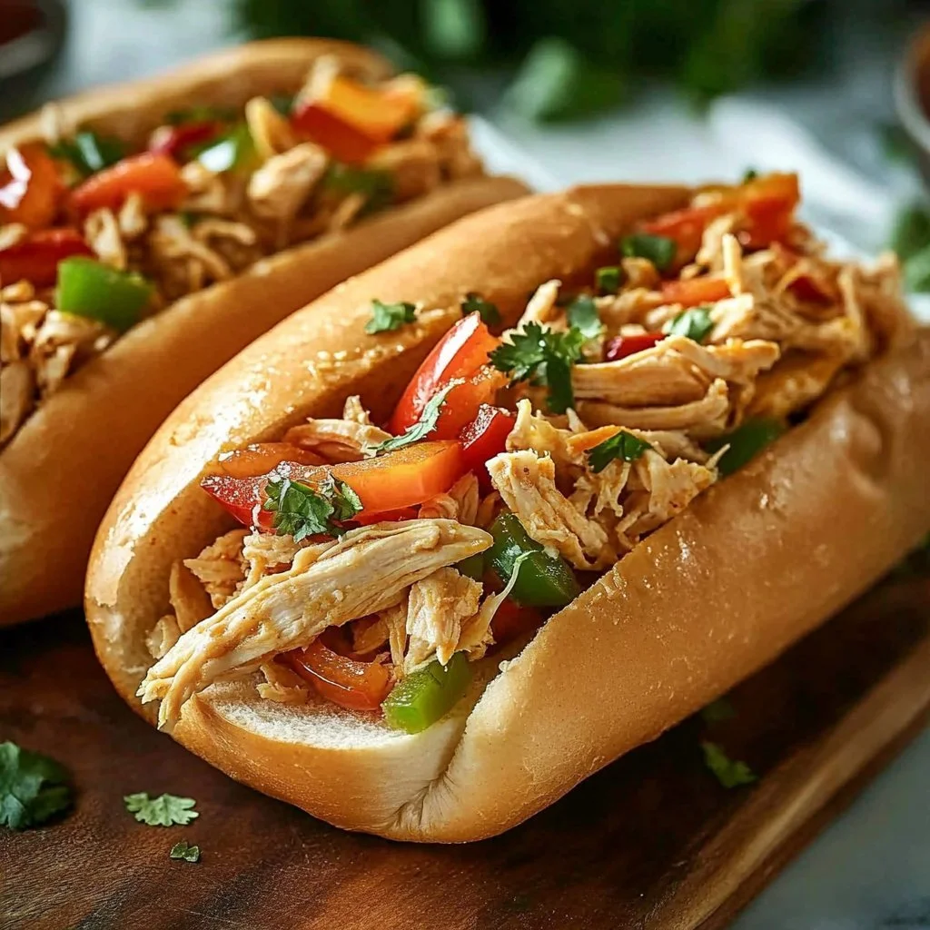 Slow Cooker Chicken Philly Sandwiches
