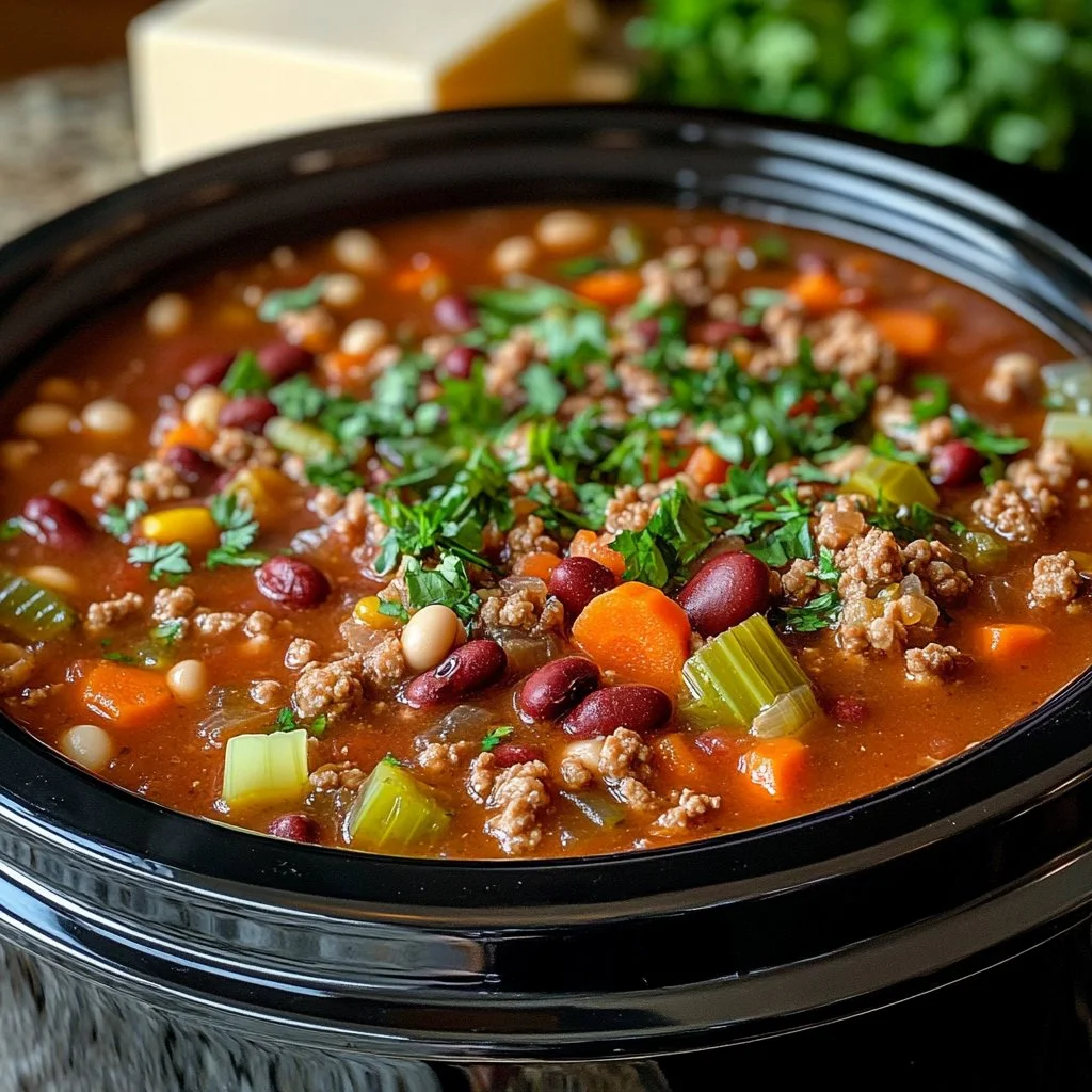 Slow Cooker Pasta and Bean Soup