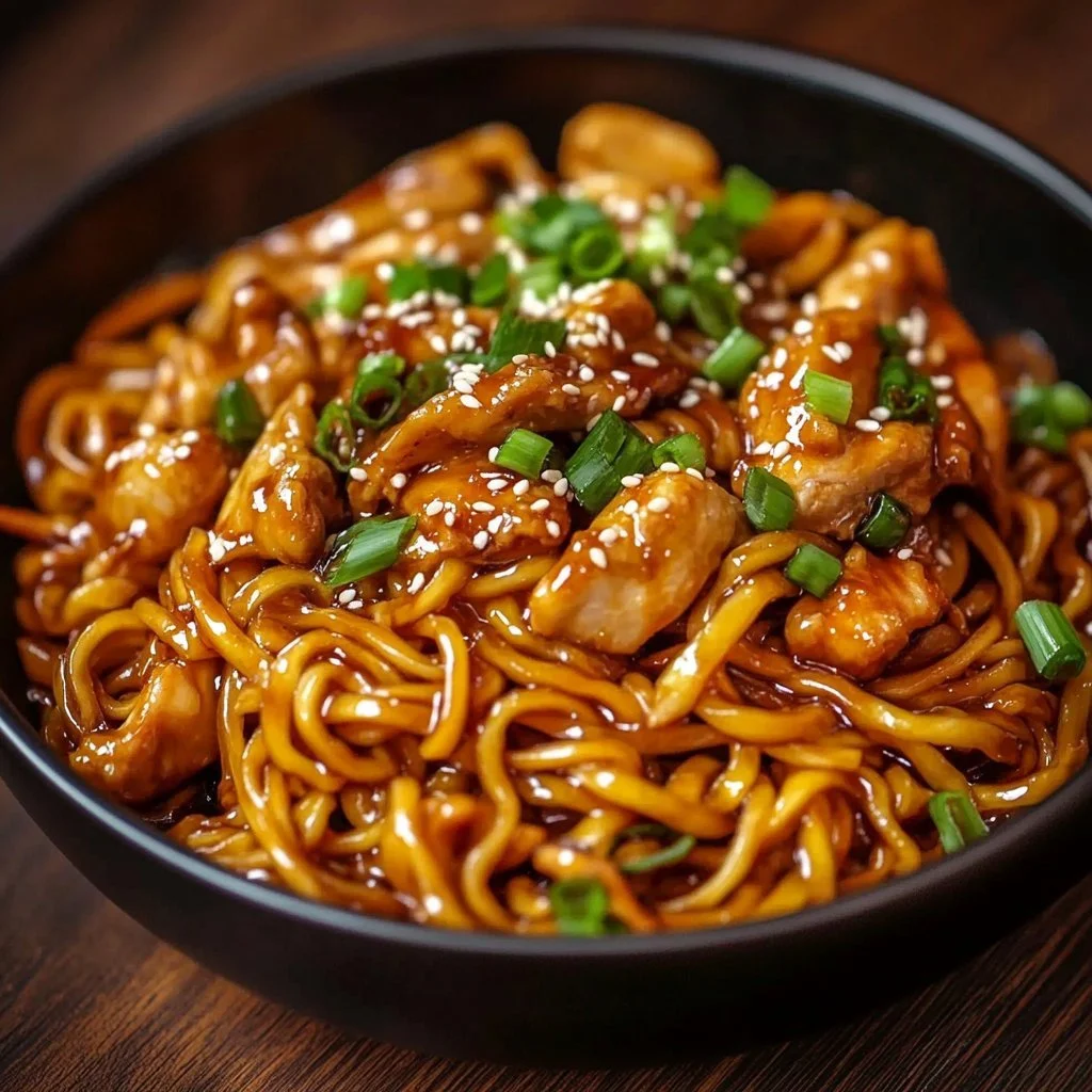 Sticky Garlic Chicken Noodles