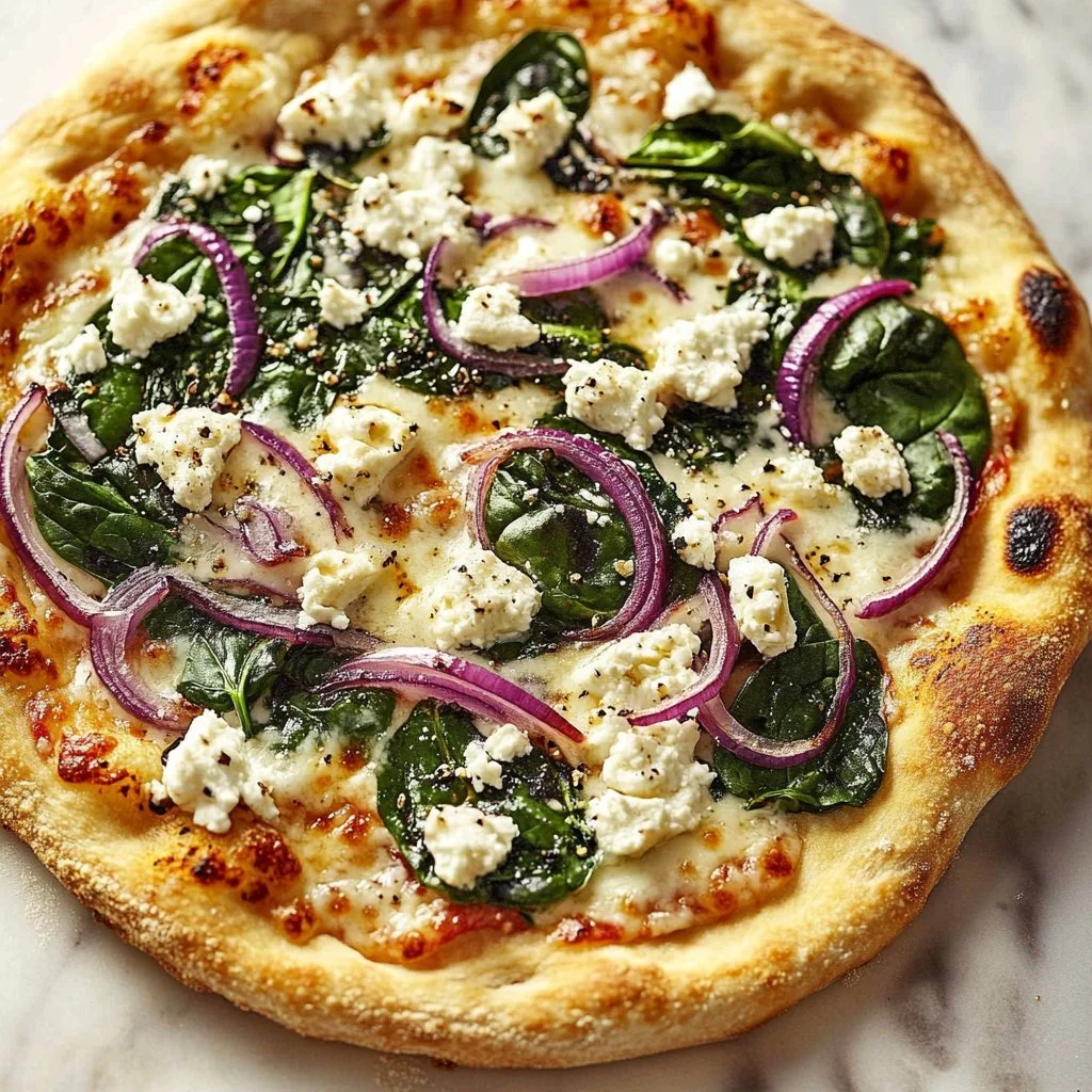 Tasty Spinach and Feta Flatbread Pizza