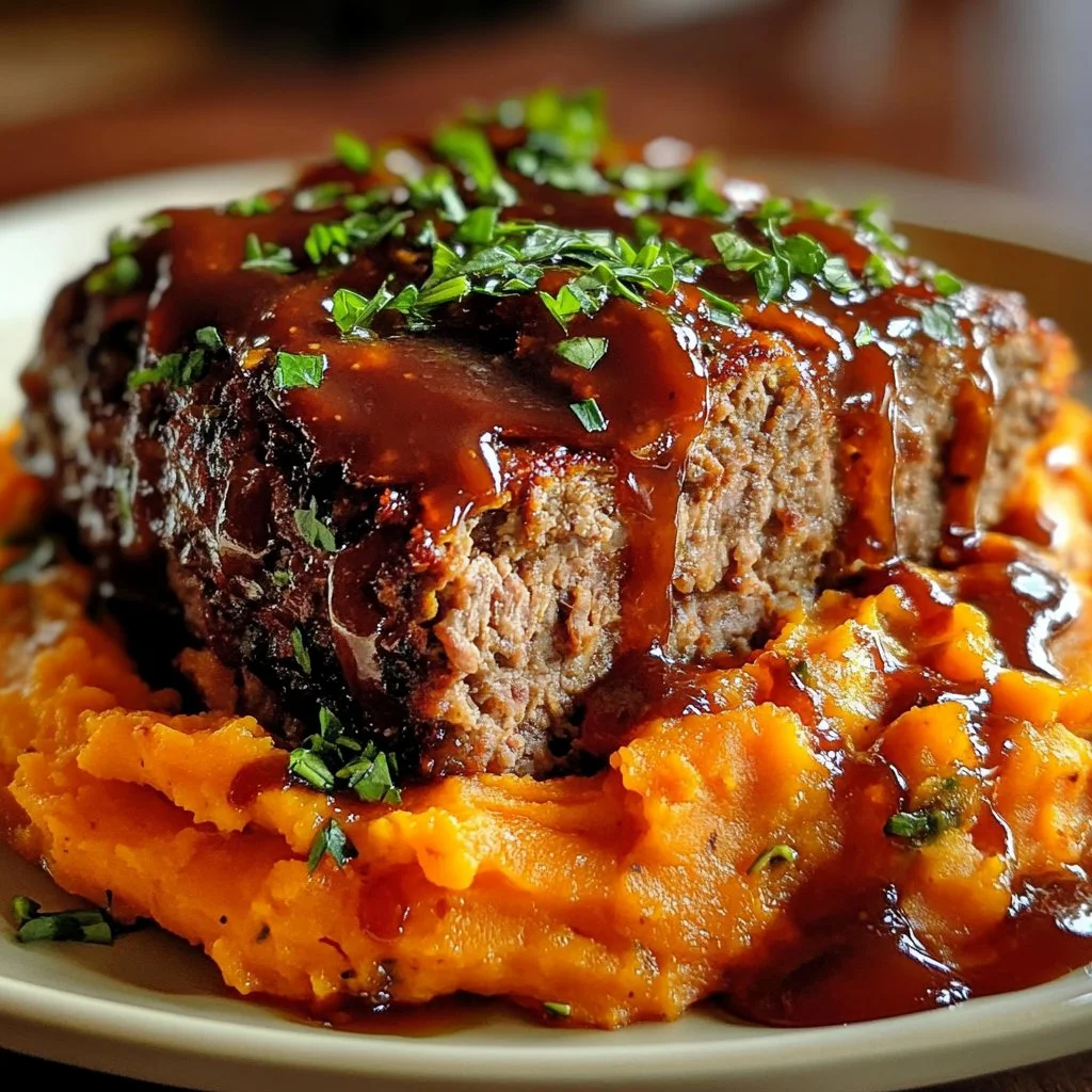 Turkey Meatloaf with Sweet Potato Mash and Cranberry Sauce
