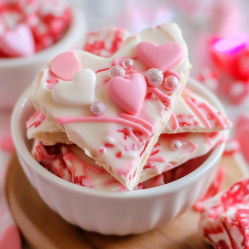 Valentine’s Day White Chocolate Candy Bark