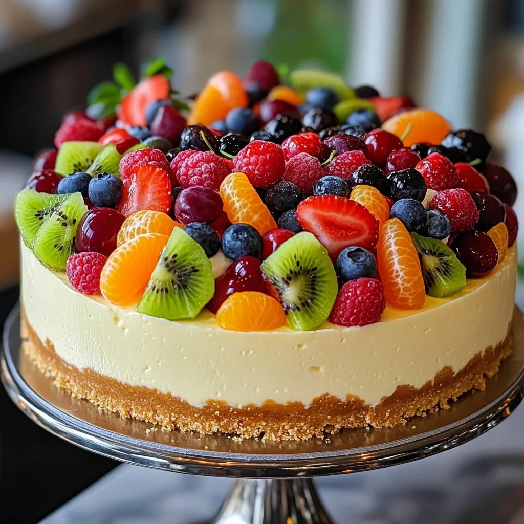 Vibrant Fruit Salad Cheesecake