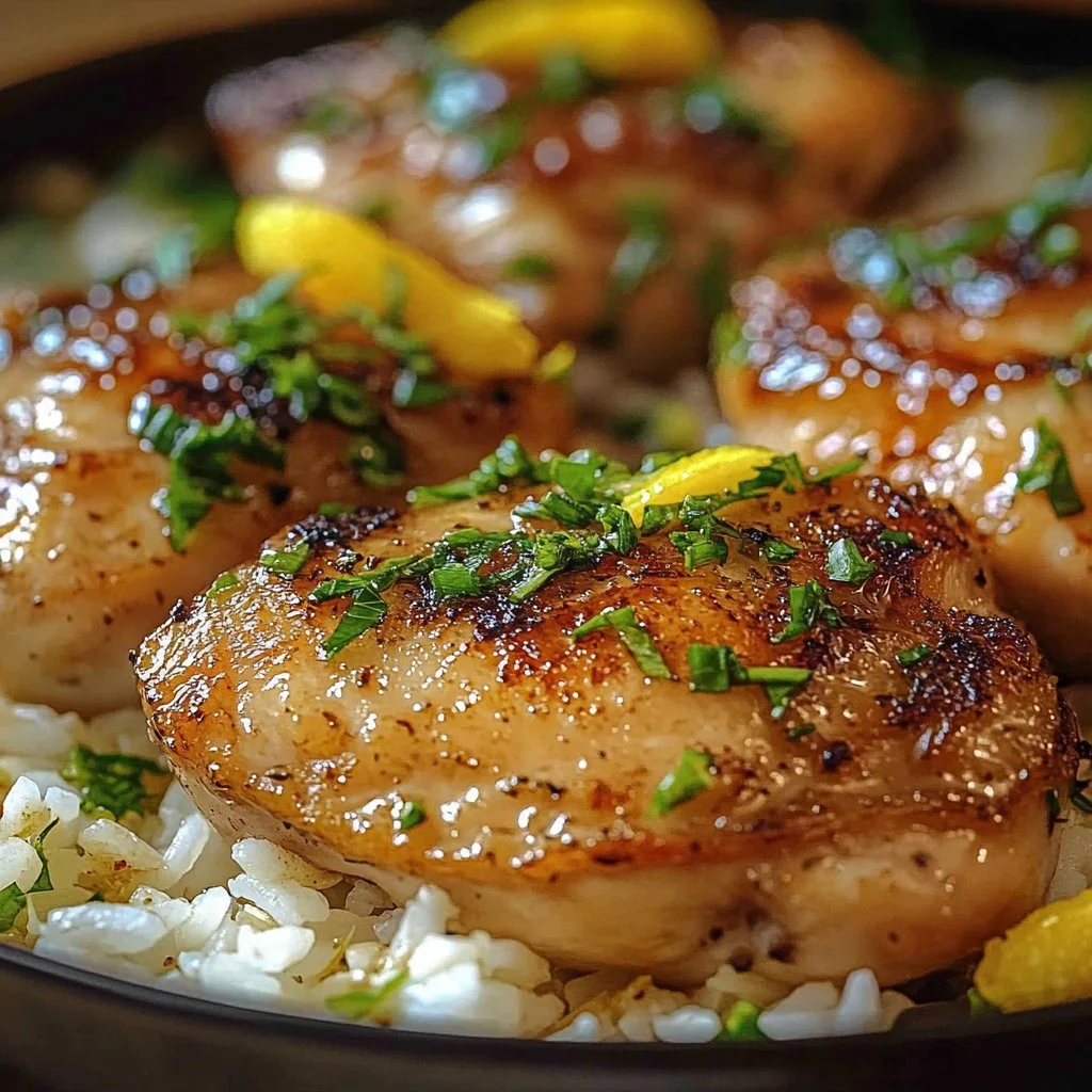 Zesty One-Pan Lemon Garlic Chicken & Rice