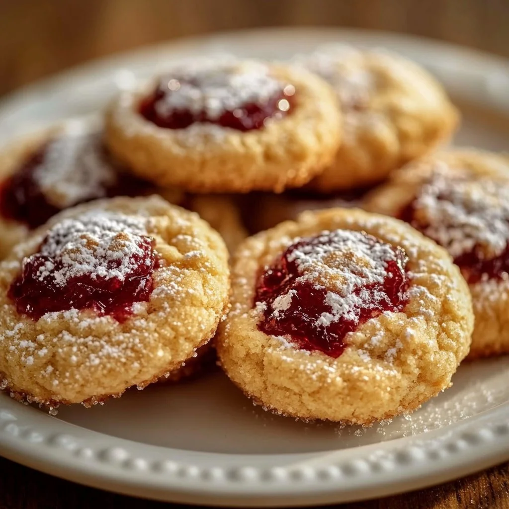 Buttery Raspberry Crumble Cookies with a Sweet Jam Filling