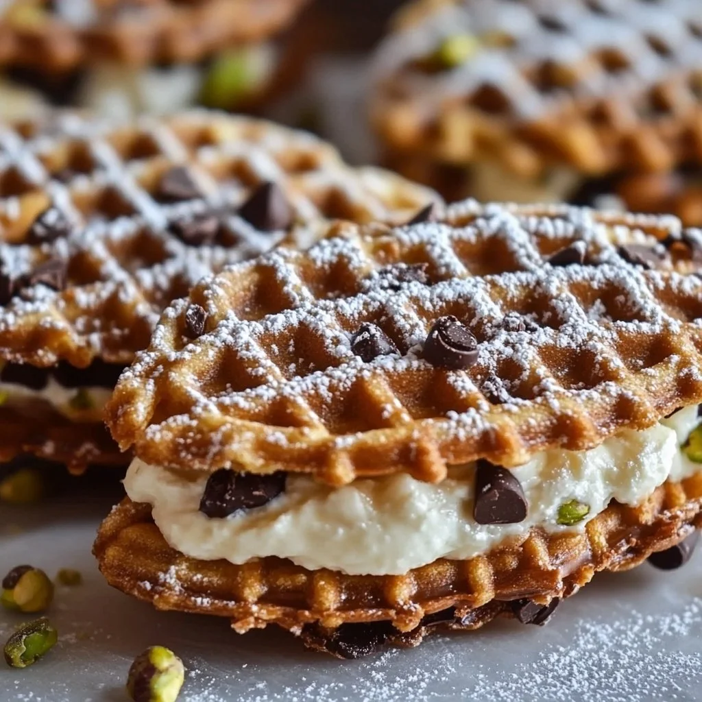 Chocolate Cannoli Pizzelle Sandwiches