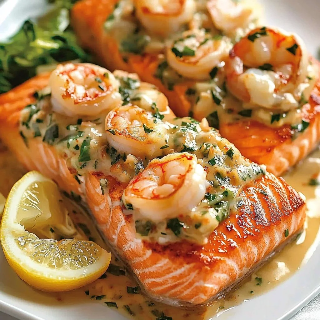Crab and Shrimp Stuffed Salmon