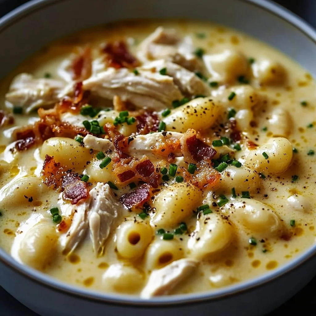 Creamy Chicken Macaroni Cheese Soup