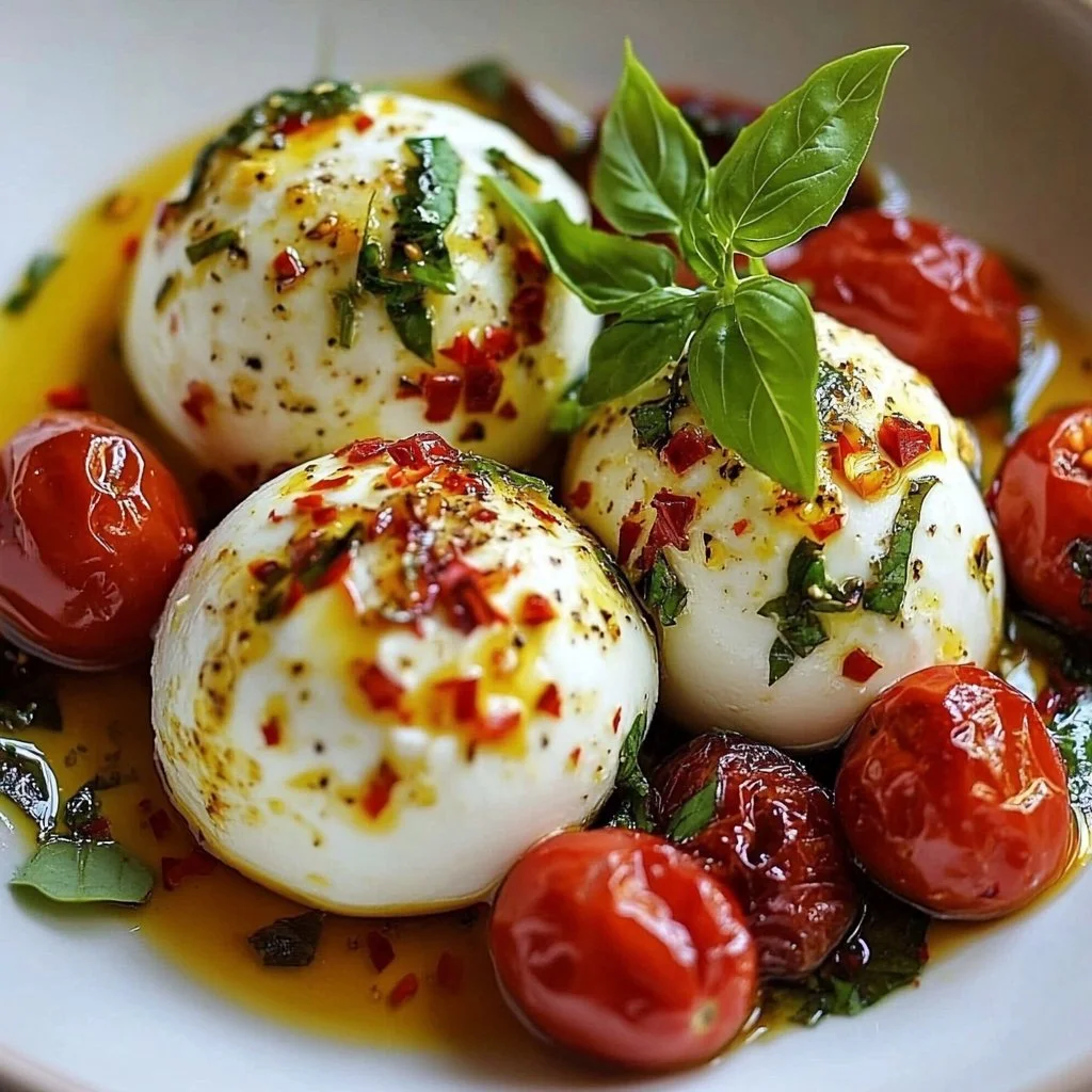 Creamy Herb-Infused Burrata Balls with Roasted Cherry Tomatoes