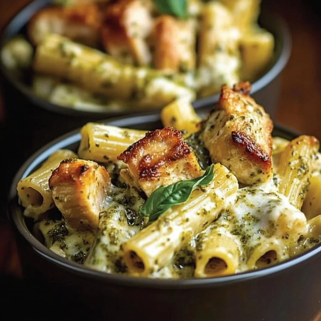 Creamy Pesto Chicken Pasta Bake