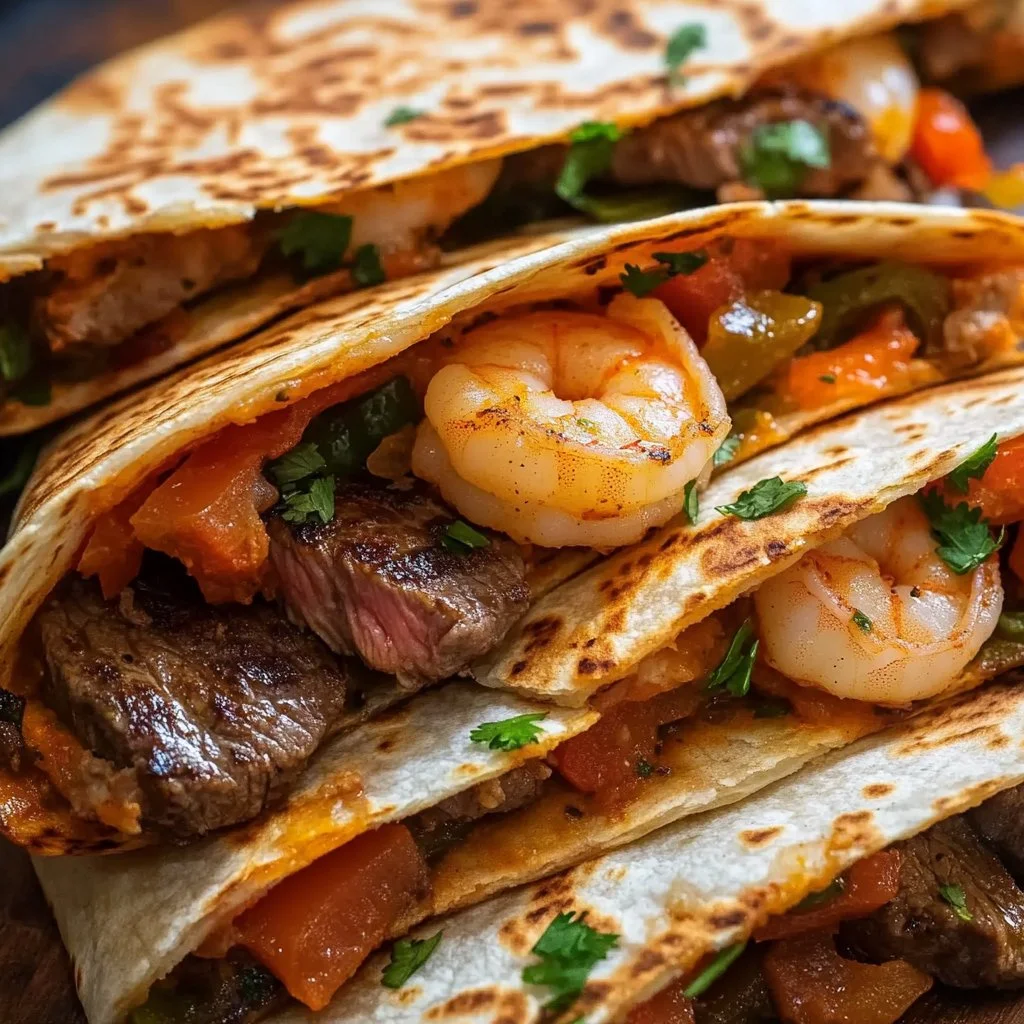 Creole Steak and Shrimp Quesadillas