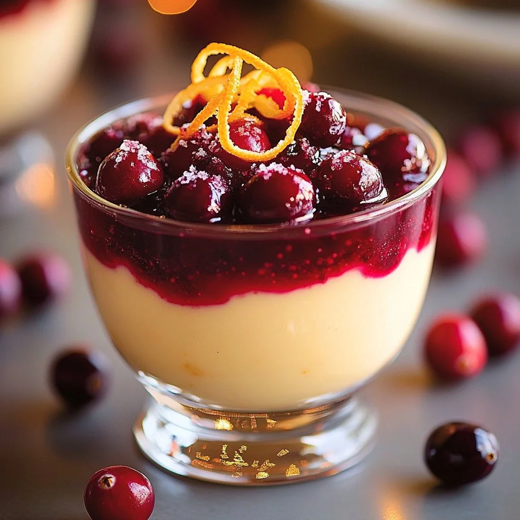 Eggnog Panna Cotta With Spiked Cranberry Sauce