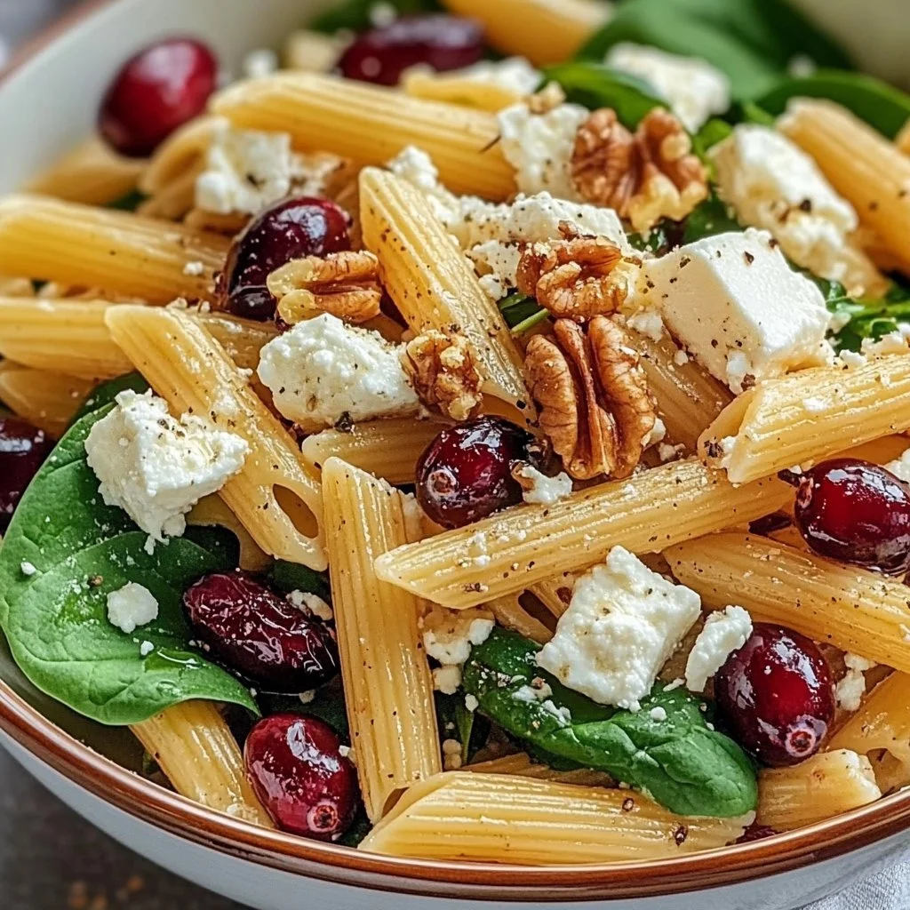 Feta & Cranberry Penne Salad with Orange Vinaigrette