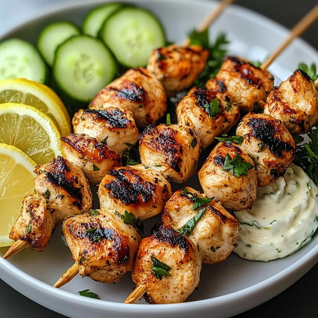 Greek Chicken Souvlaki with Tzatziki Sauce