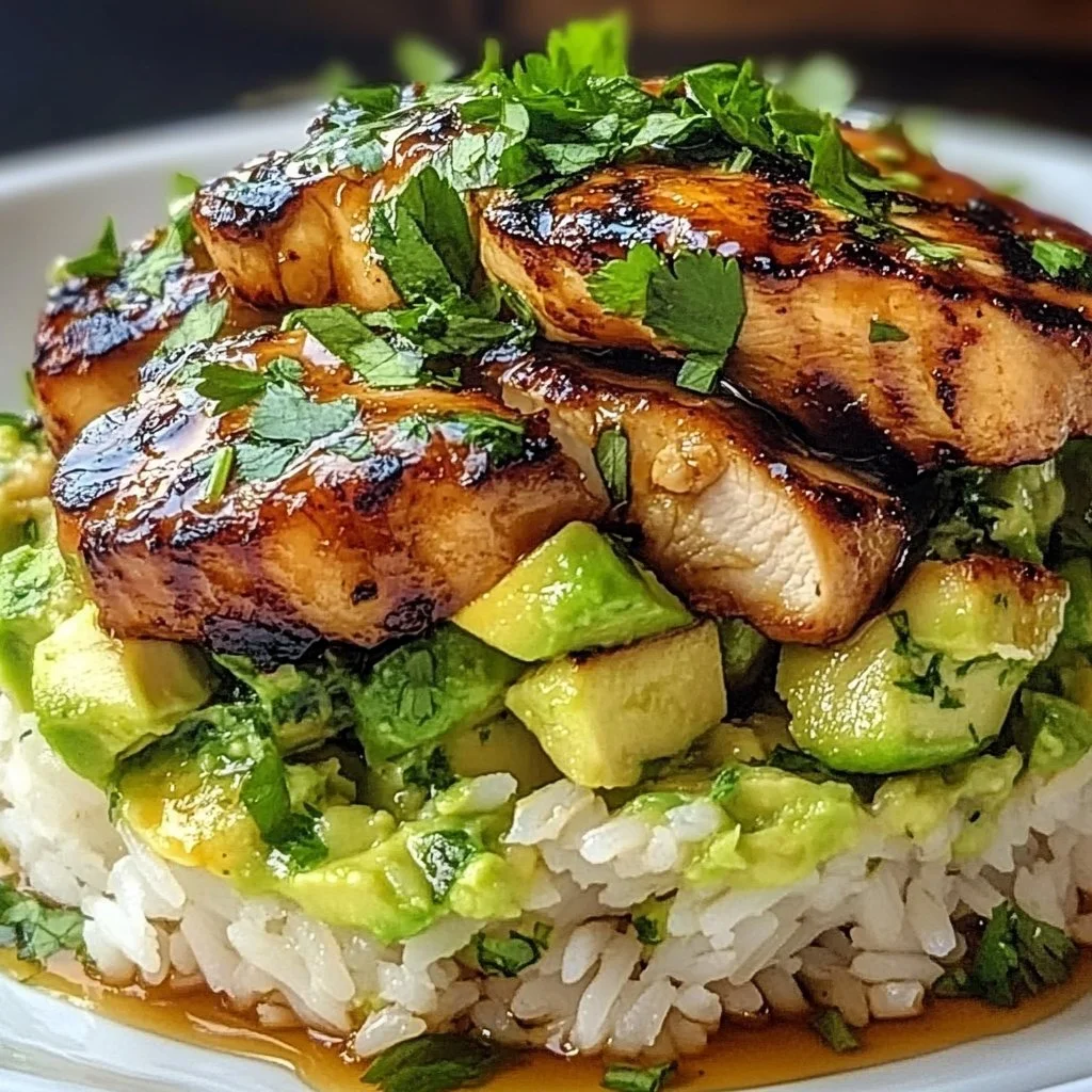 Honey Lime Chicken Avocado Rice Stack