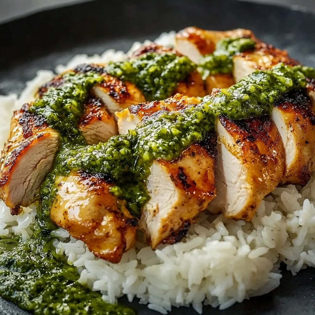 Peruvian Chicken with Green Sauce & Cilantro Rice