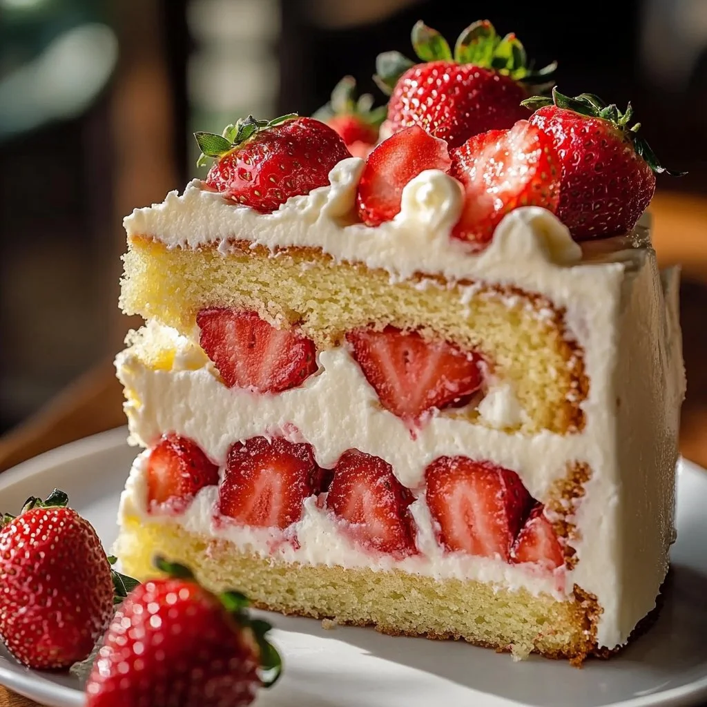 Strawberry Custard Delight Cake